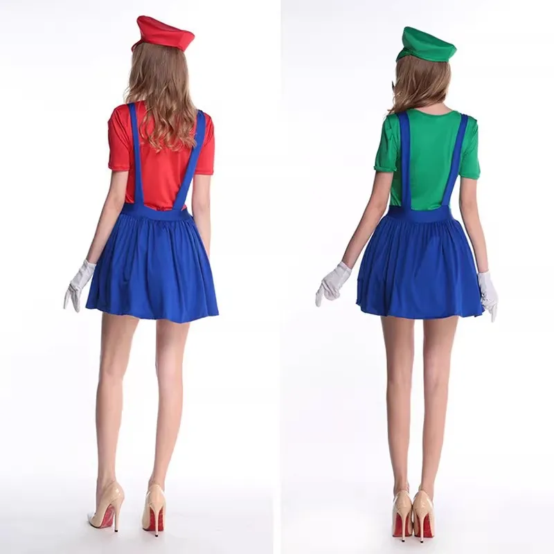 Super Brothers Spiel-Uniform-Set Cosplay-Kostüme Lustige Anime Erwachsenen-Jumpsuit für Männer und Kleider für Frauen Halloween-Kostüm