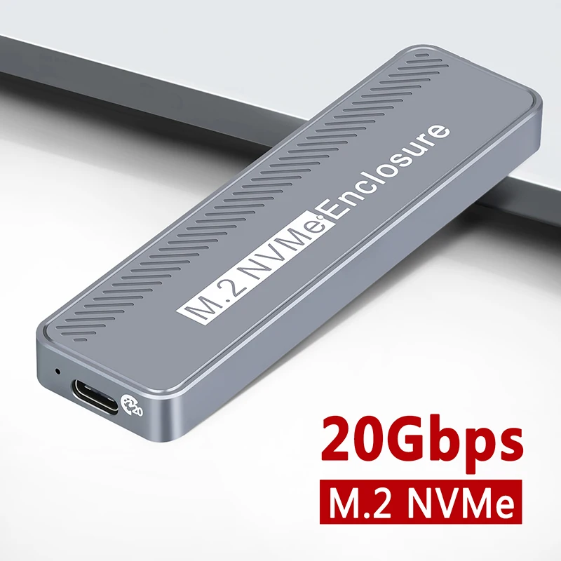 USB 3.2 C 타입 NVME SSD 인클로저, 2230, 2242, 2260/2280 NVME SSD, M, B + M 키 외장 케이스 박스, 20Gbps M.2 NVME 인클로저