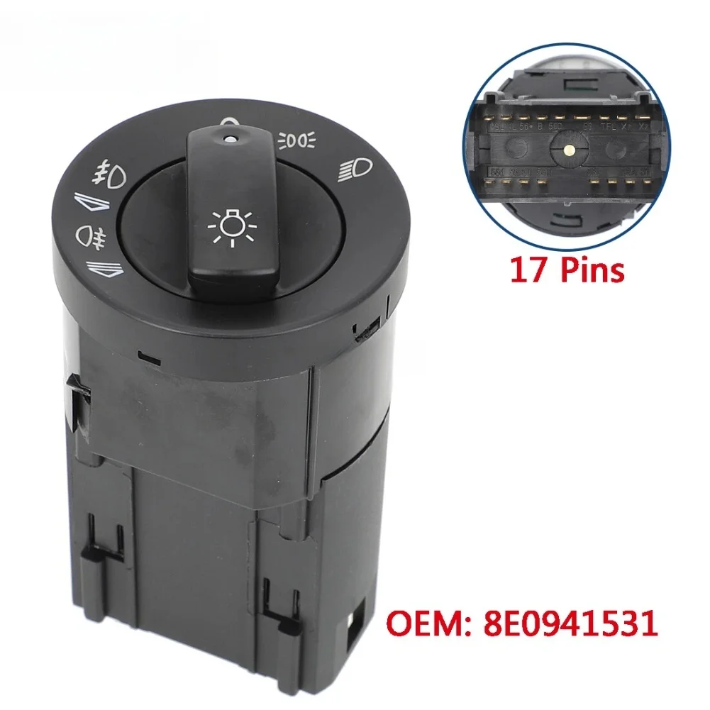 

Black Headlight Switch 8E0941531D Factory Specification Perfect Match Fit Easy Installation Stable Performance