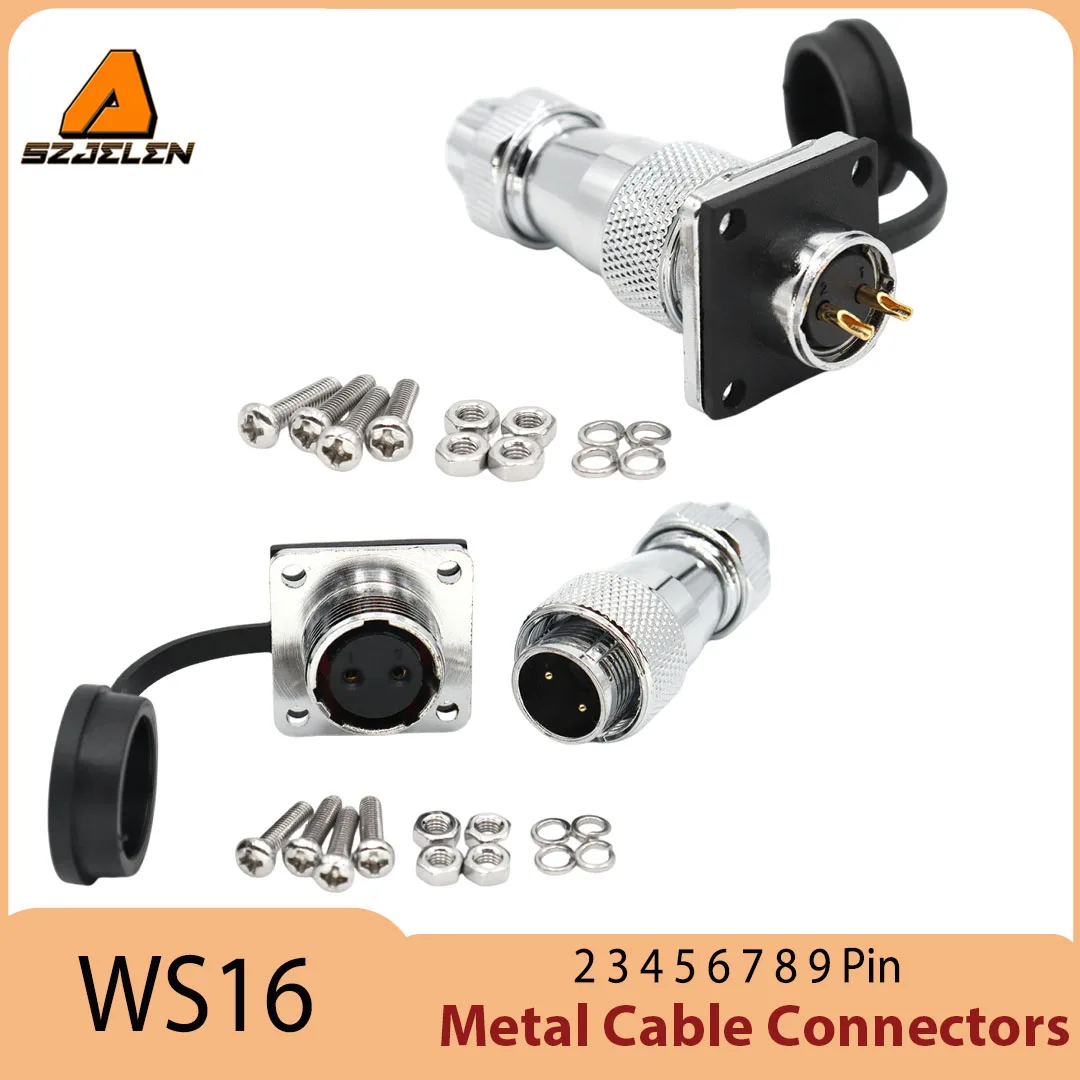 

SZJELEN WS16 Series 2 3 4 5 6 7 8 9pin Square Connector Waterproof Ip67 Power Cable Wire Plug And Socket Male And Female