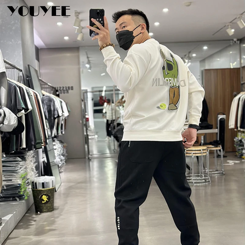 Cartoon Printing Hoodies Men\'s Trendy Brands Autumn Winter Handsome Pullover Long Sleeve Top Casual Couple Clothing Sweatshirts