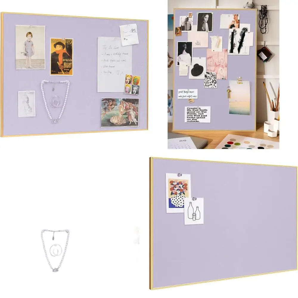 

Доска из ткани с лавандовым узором 20x30 см с золотой алюминиевой рамкой и 10 кнопками-гвоздиками