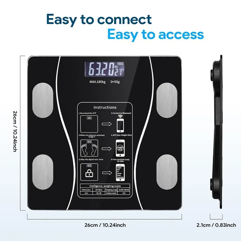 New Home Body Fat Scale for Body Management and Weight Loss Smart Bluetooth Mode USB Charging Home LCD Precision Weight Scale