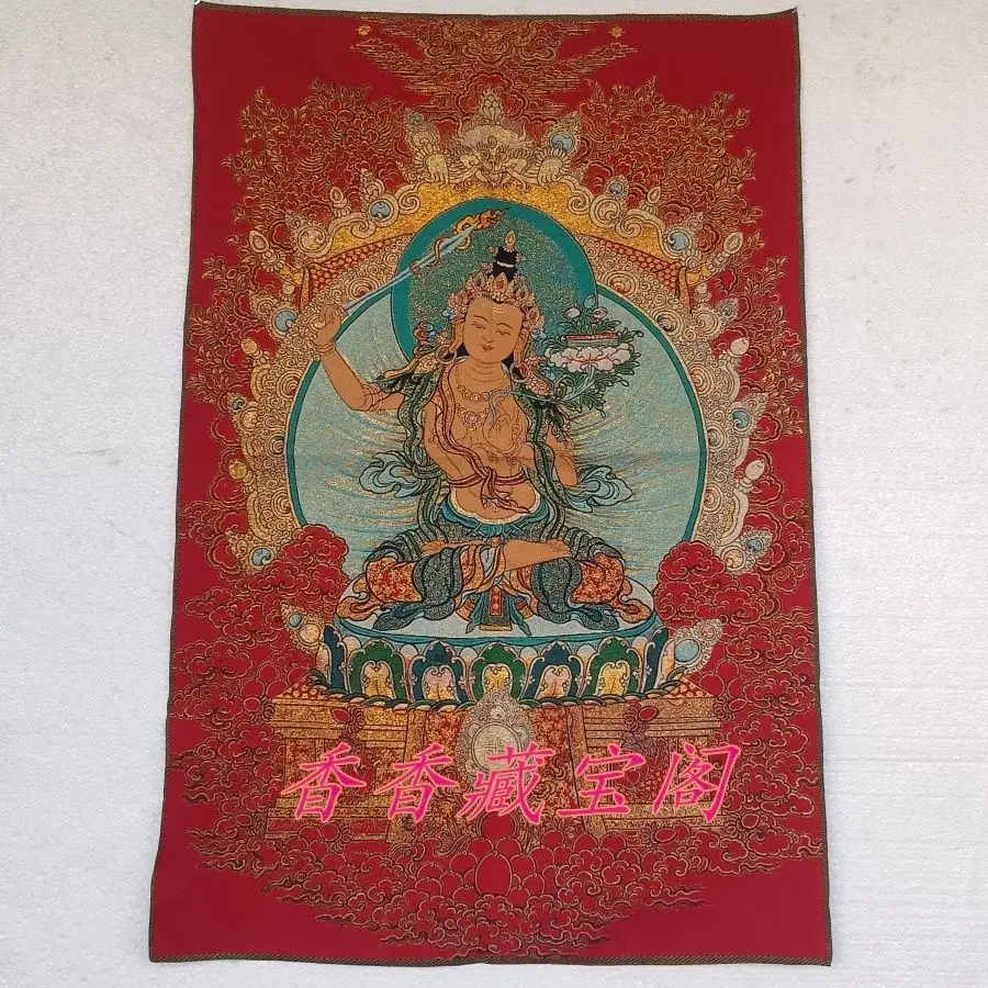 Tibet Tibetan Cloth Silk Buddhist goddess manjushri Thangka Tangka Embroidery Painting