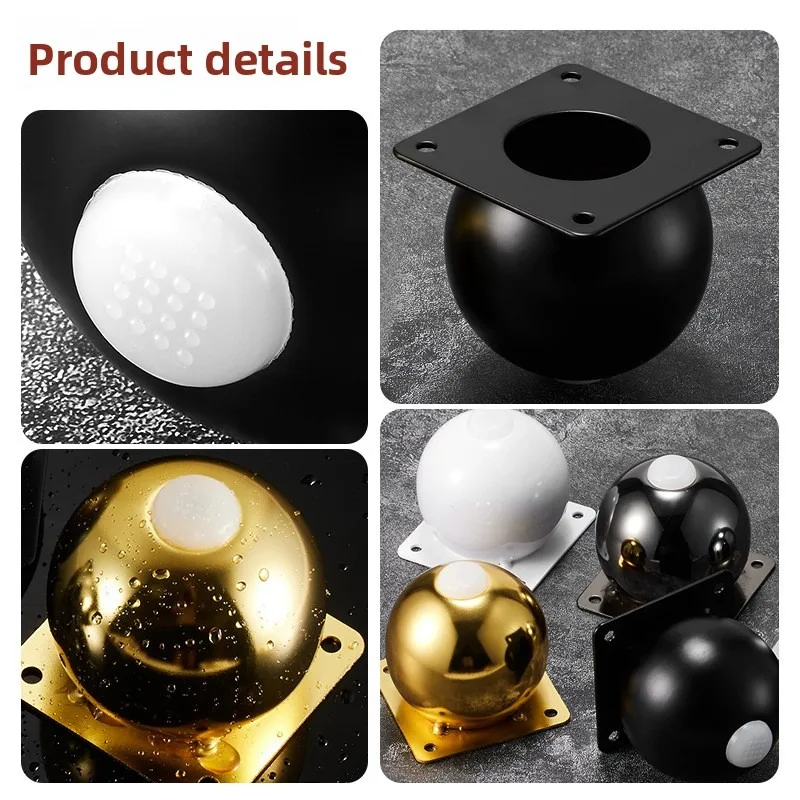 4PCS 10CM Round Metal Replacement Furniture Legs Light Luxury Support Feet for Sofa TV Cabinet Nightstand Coffee Table Sideboard