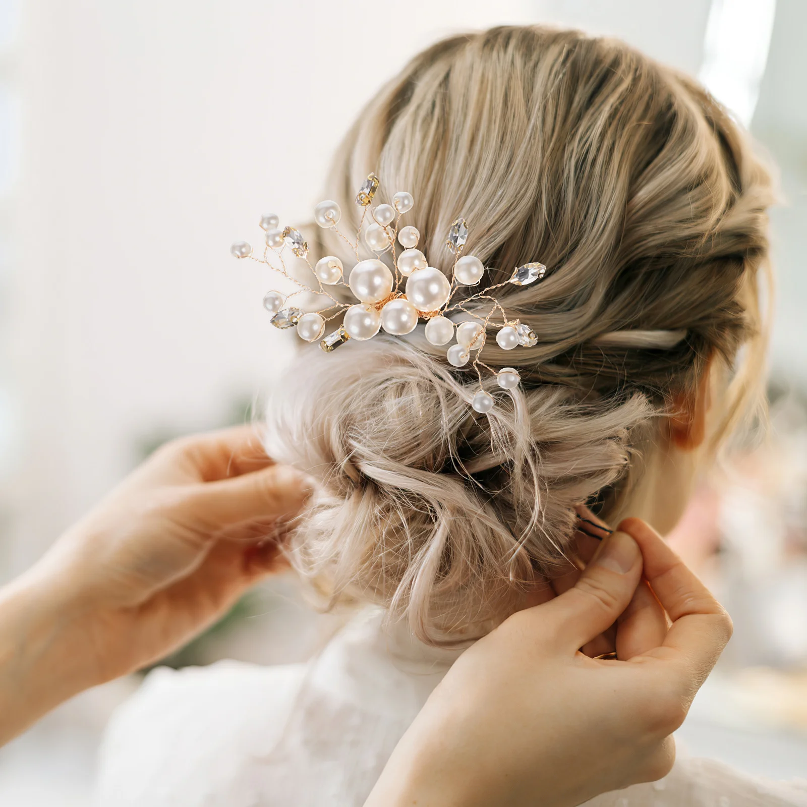 

2pcs Pearl Hair Side Comb Bridal Wedding Rhinestone Decorative Hair Comb Clip For Women Party Prom Anniversary Valentine