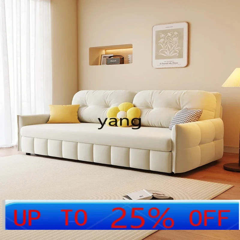 LH  single folding sofa bed dual-purpose living room small apartment multi-functional cream wind double bed