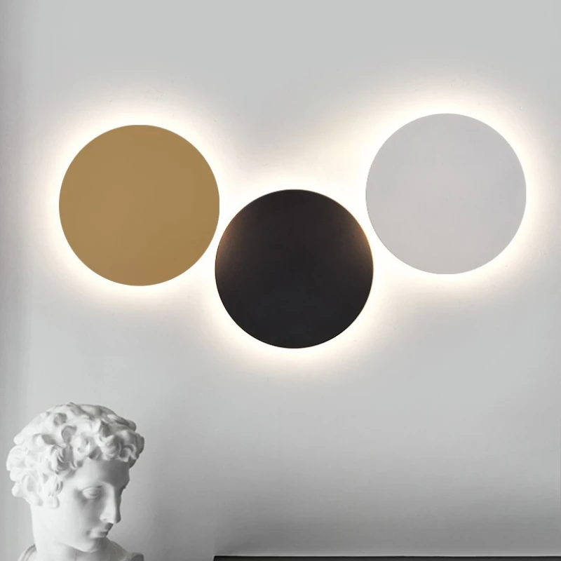 

New Round Wall Lamp Bedroom Bedside Lamp Modern Minimalist Creative Living Room Background Wall Decoration Atmosphere Wall Lamp