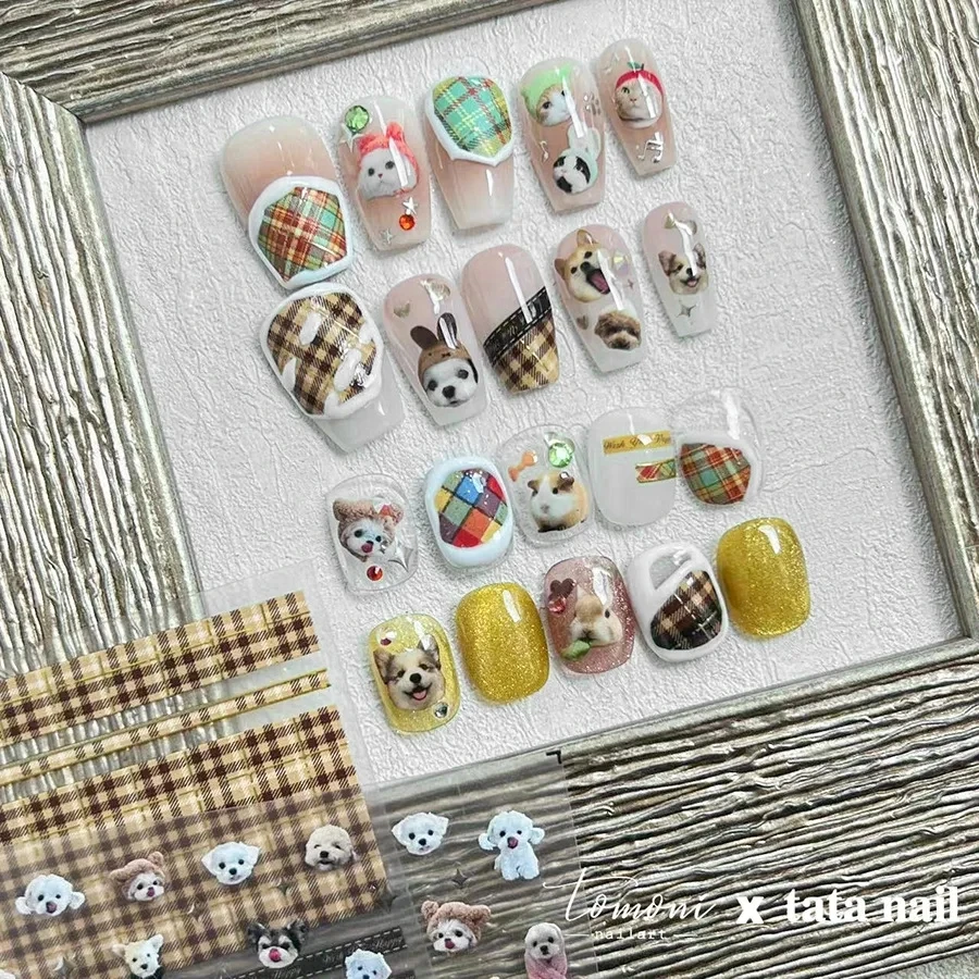 Schöne Hund Katze Tier Hase 3D weiche geprägte Relief selbstklebende Nail Art Aufkleber süße hübsche Welpe Kitty Star Maniküre Aufkleber – Detail 7