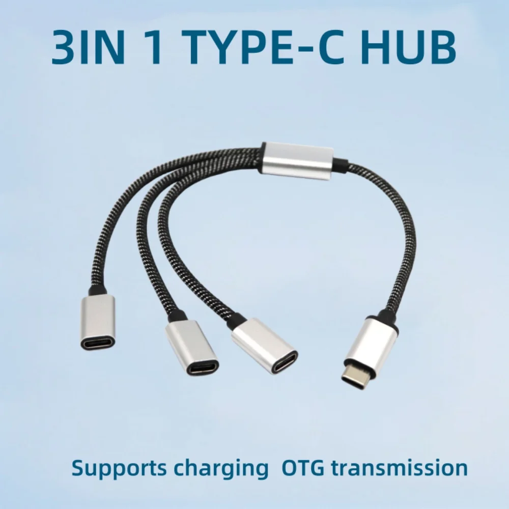 3 in 1 USB C Hub Splitter Connector Type C to USB Type C Adapter For MacBook Air Pro Samsung Xiaomi Data Transfer OTG Converter