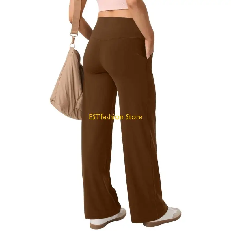 Y5GC Women's High Waist Soft Yoga Pants Wide Leg Casual Moisture-Wicking Lounges Bottoms Stretch Comfort Pockets