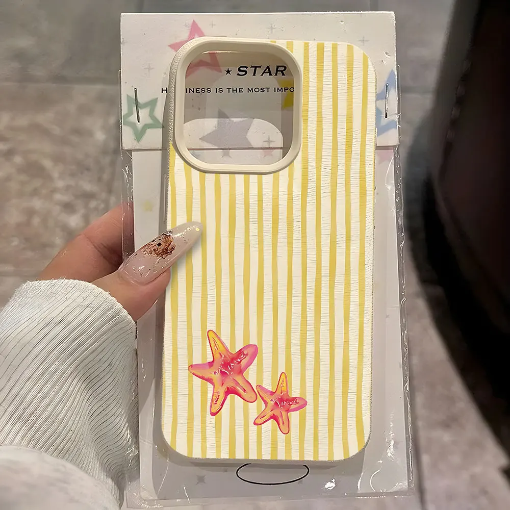Capa de Telefone Macia com Padrão de Estrela do Mar para iPhone 11 12 13 14 15 Pro 16 17 Pro Max 15 14 Plus 17 Air X Xs XR