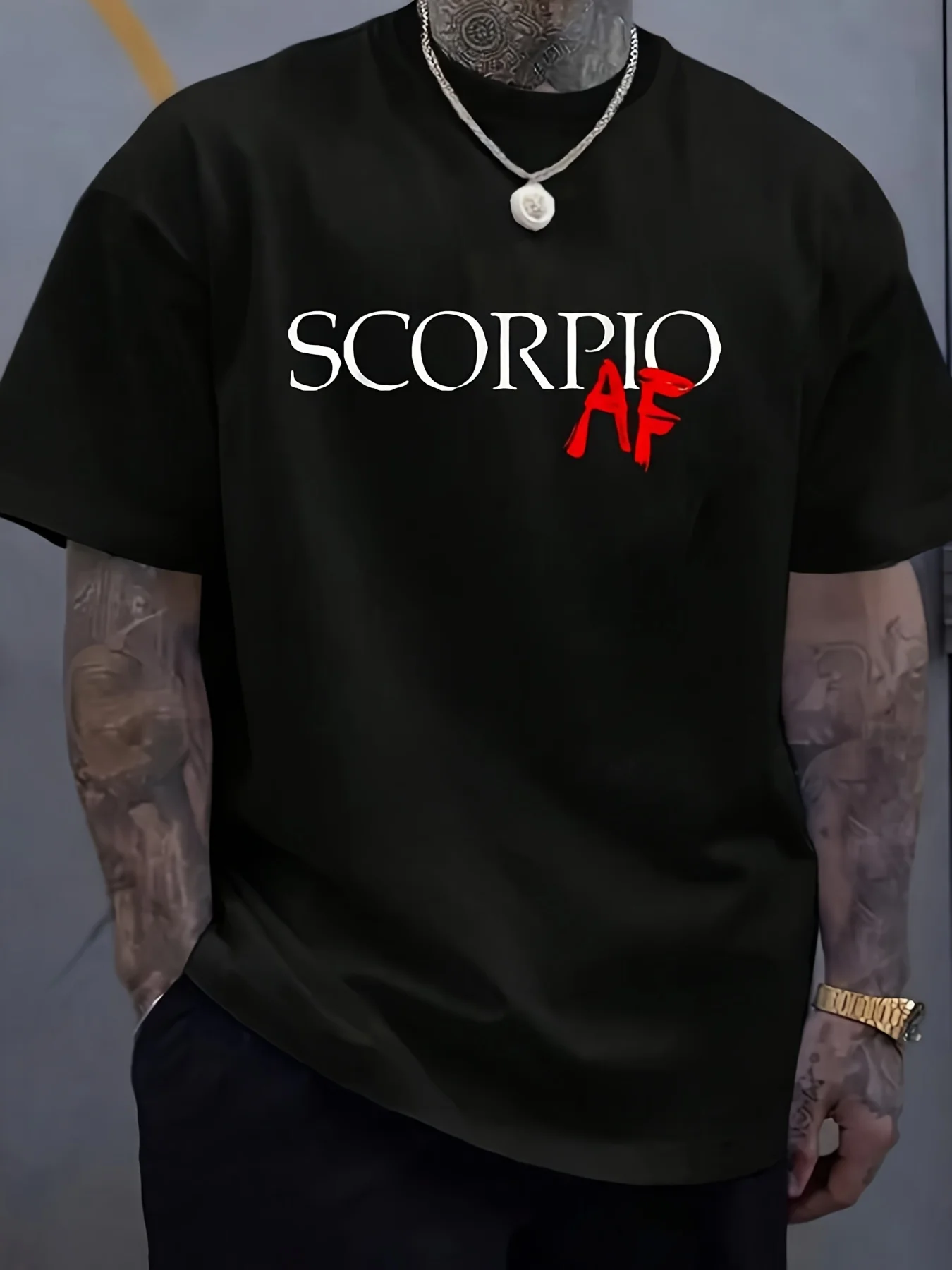 Aquarius Af Zodiac Astrology Simple T-Shirt Unisex Graphic T-Shirt Casual Top Fashionable T-Shirt Breathable, Sweat-Absorbent, Soft, Suitable for Daily Commuting, Home Leisure, and Casual Wear   2026 New Year Party Street Style Outfits