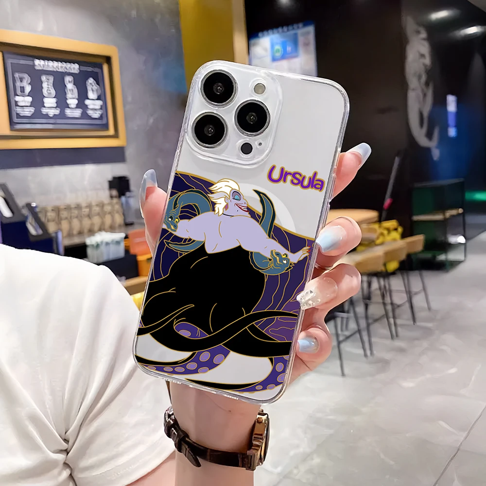 MINISO U-Ursula The L-Little M-Mermaid Villain For IPhone 16 15 14 13 12 11 Pro Max Plus Transparent Magnetic Suction Phone Case