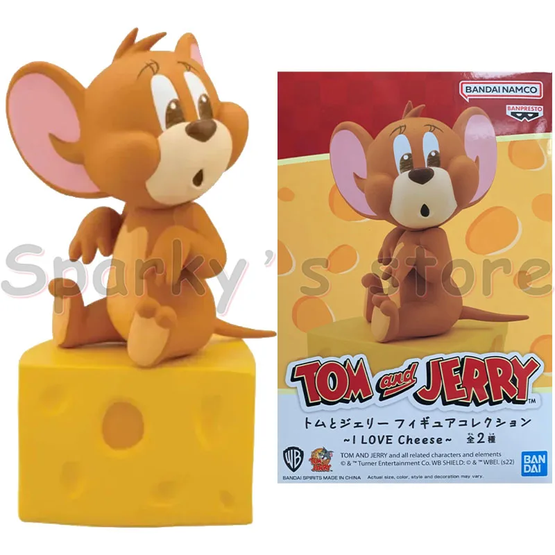 Bandai Original Tom and Jerry Anime Figure Jerry Tuffy Action Figure Toys For Boys Girls Kids Birthday Gifts Collectible Model