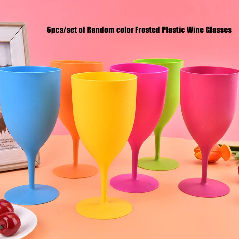 6pcs/set of Frosted Plastic Wine Glasses Cocktail Champagne Goblet for Bar Party