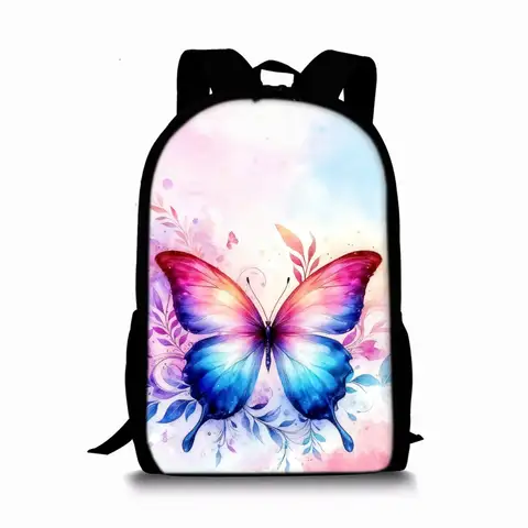 Hermosa mochila de una sola capa con estampado de mariposa para niños y niñas, los mejores regalos, bolso escolar de dibujos animados en 3D para niños