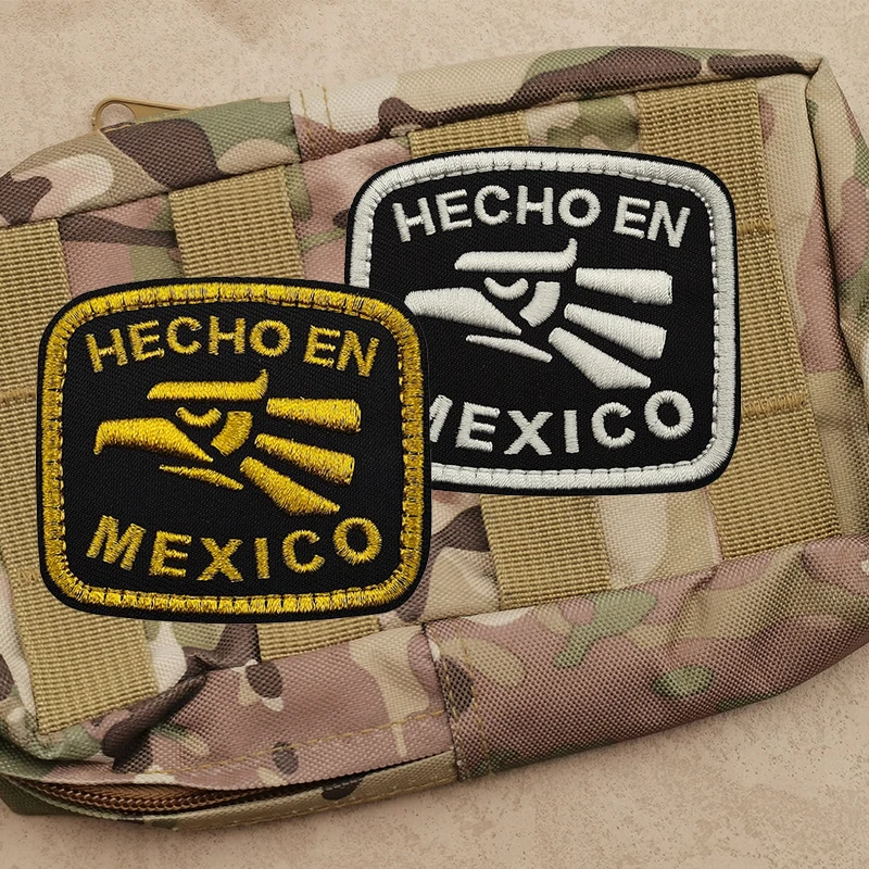 Mexico Flag Skull Embroidered Patch IR Reflective Mexican Tactical Army Hook National Eagle Applique