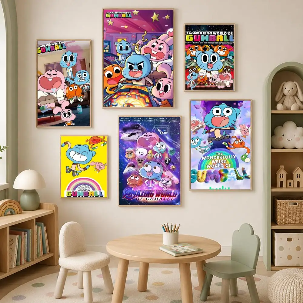 The Amazing World of Gumball Poster Self-Stick HD PVC Wall Art Poster, Waterproof Decor for Bedroom, Living Room and Home