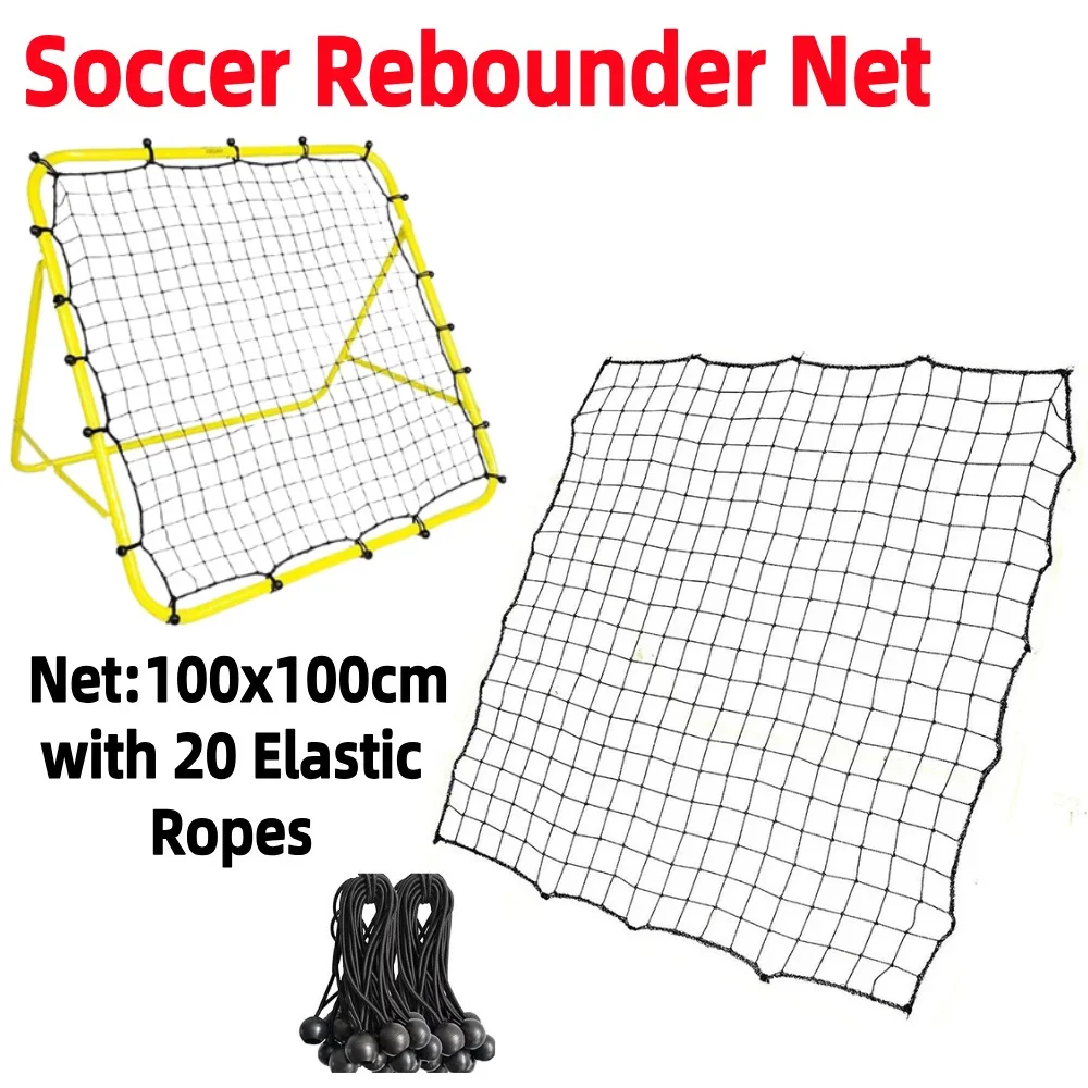 

Soccer Rebounder Net with 20 Elastic Ropes Rebound Net Kickback Football Training Aid Durable Practice Net Easy Setup