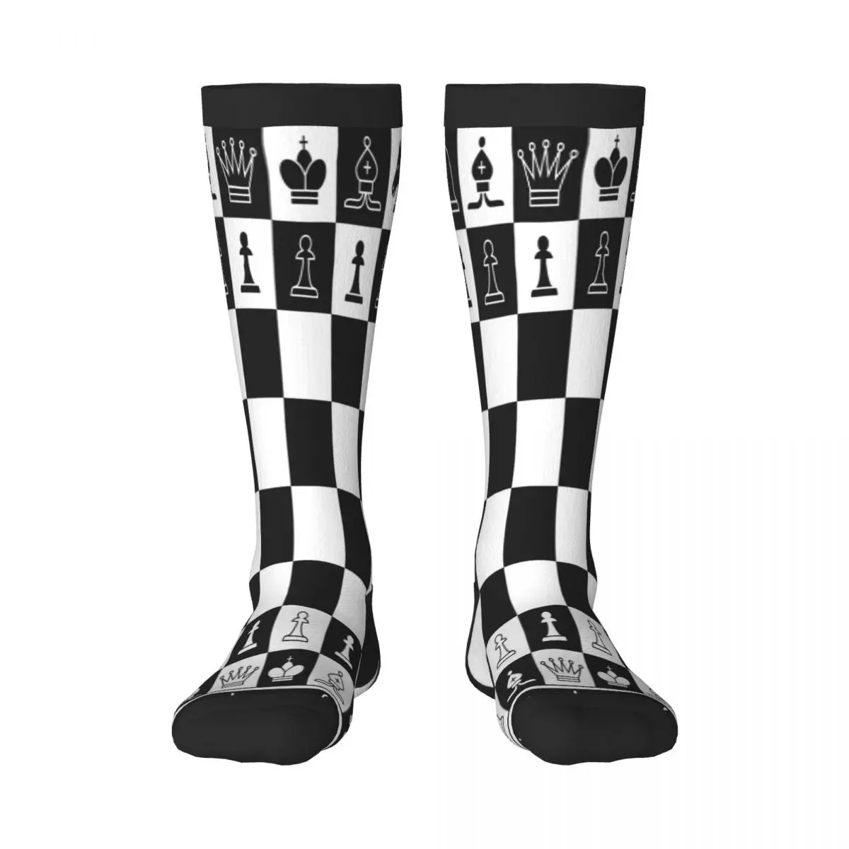 Spring/autumn over the knee socks Black And White Chess Board school dance long stocking