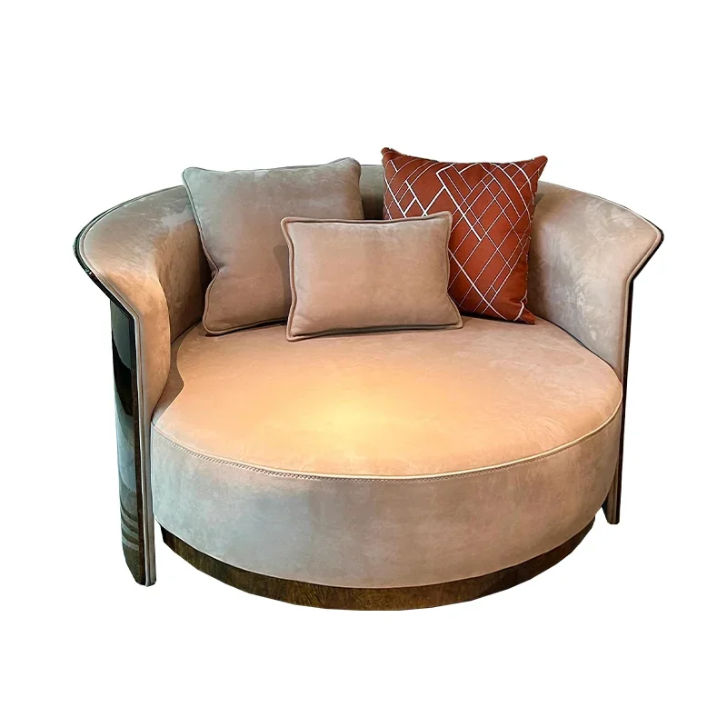 

Customizable Italian light luxury leather casual sofa chair modern living room bedroom round villa high-end Bentley furniture la