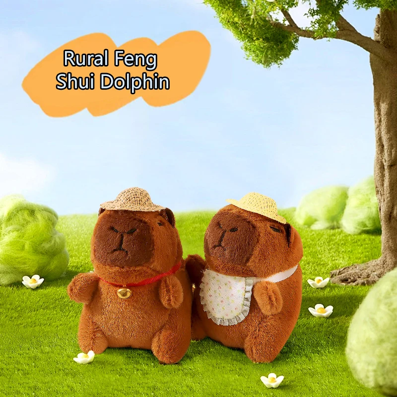 Straw Hat Capybara Plush Toy Keychain Cartoon Capibara Soft Stuffed Doll Pendant Car Key Ring Backpack Bag Decor Kid Gift