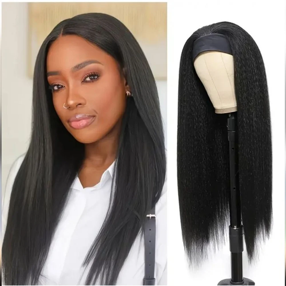 

Кудрявый прямой парик, повязка на голову, человеческие волосы, плотность 180%, машинная повязка на голову, прямые парики яки для женщин, индийский натуральный цвет