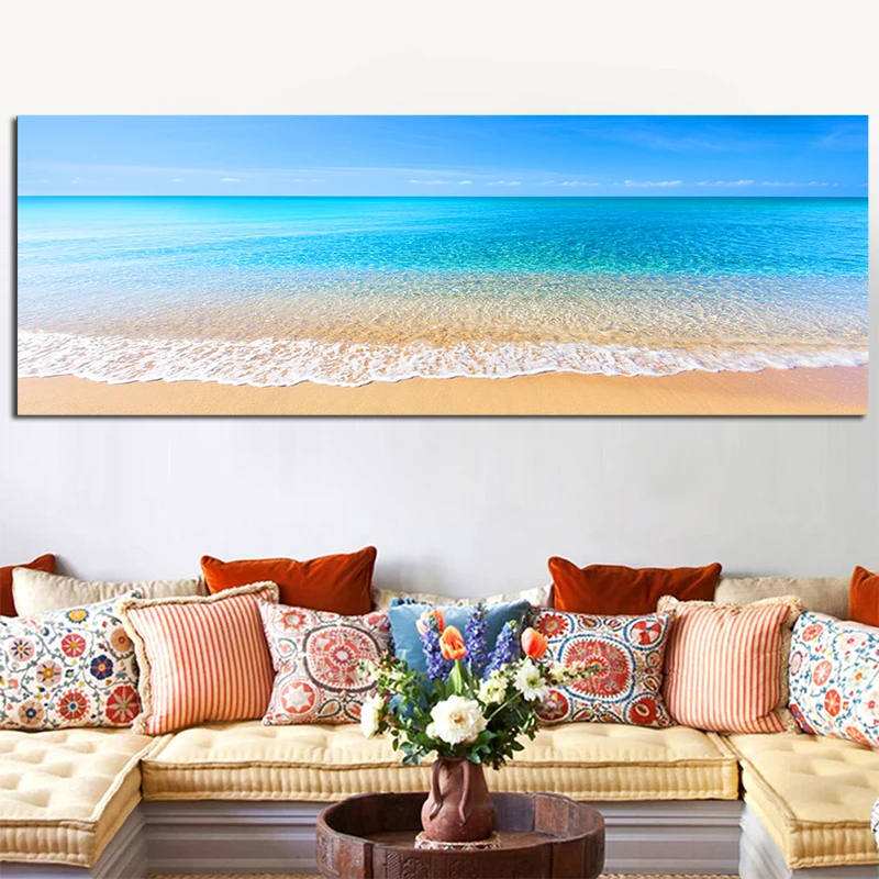 해변 일몰 벽 아트 포스터 대형 풍경 캔버스 회화 인쇄 북유럽 숲 나무 벽 장식 그림 홈 장식