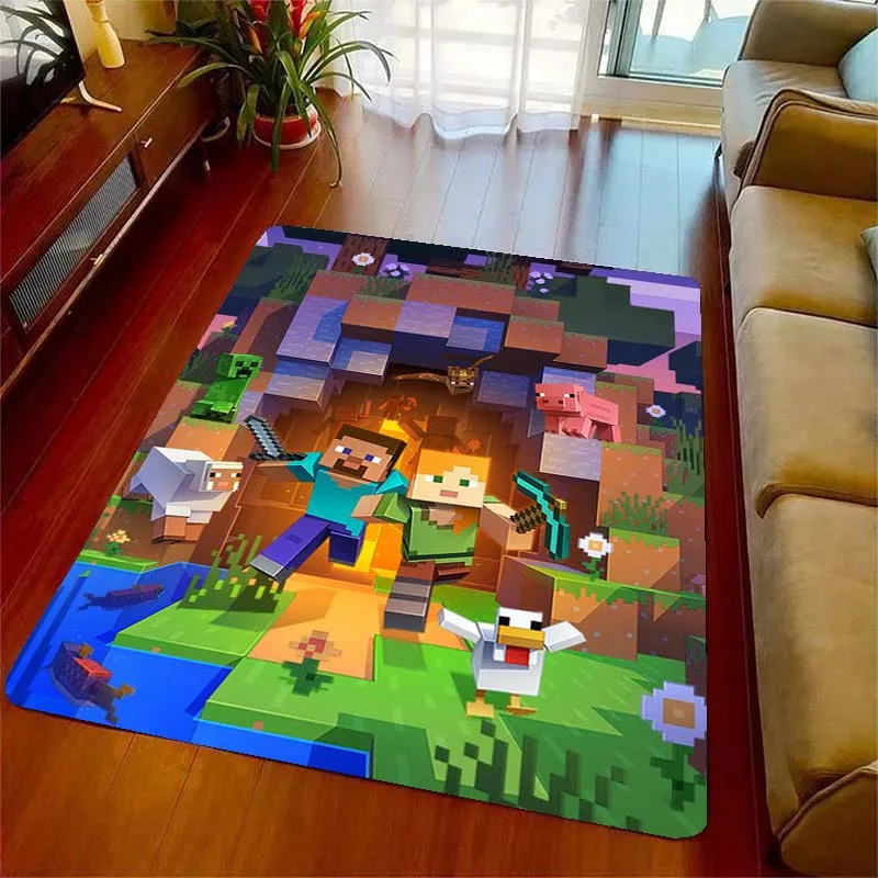 M-Craft Classic Pixel SandBox Game Area Rugs for Living Room Bedroom Decoration Rug Children Play Gamer Room Mat Non-slip Carpet