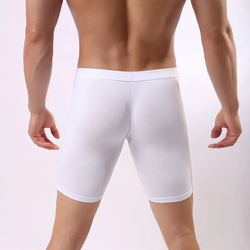 Elevate Your Athletic Performance with Men\\\'s Cotton Solid Long Leg Breathable Boxer Briefs Knickers Underpants