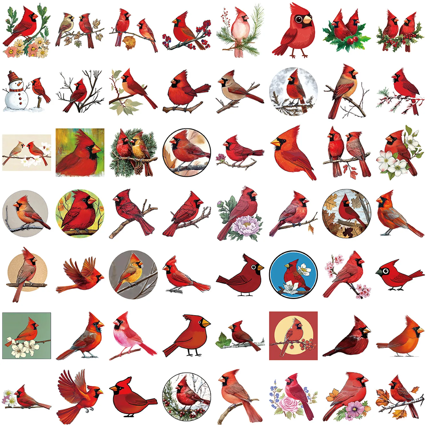 56/112PCS Cartoon Red Bird Graffiti Stickers Decorative Guitar Notebook Luggage DIY Waterproof Cute Reward Stickers