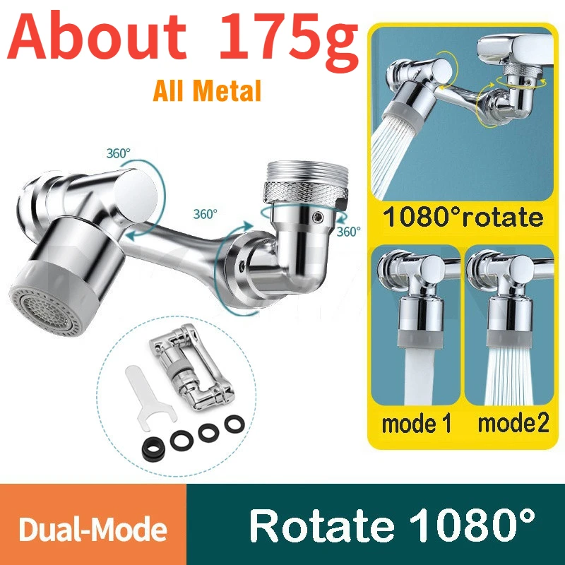 1080° Universal Rotation Faucet Sprayer Head 22/24mm Adaptor Washbasin Faucet Extender Aerator Bubbler Nozzle Kitchen Tap