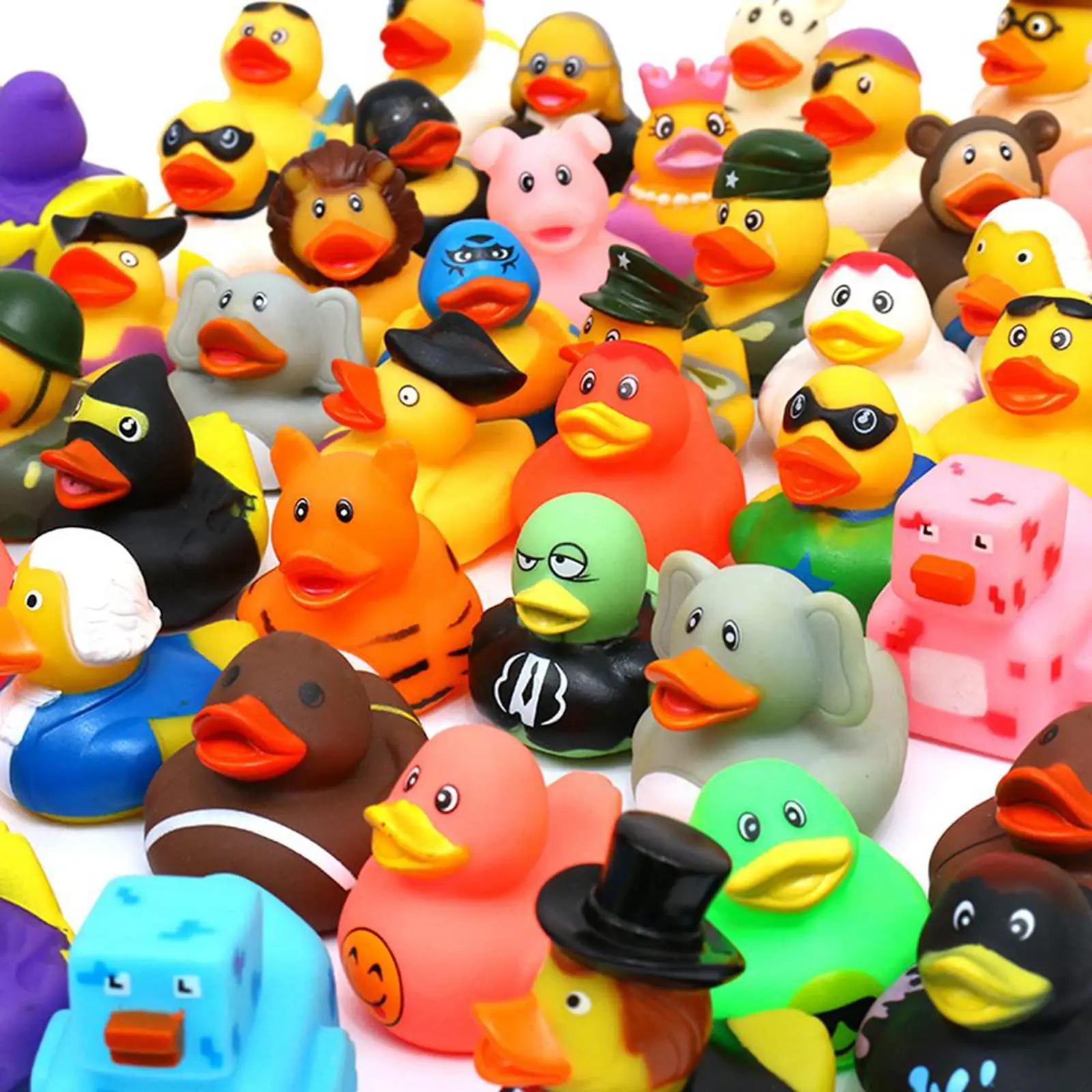 100PCS Rubber Duck for Jeeps Ducking,50 Varietie Bulk Floater Duck for Kid - Baby Bath Toy Assortment,Birthday Bath Time Party