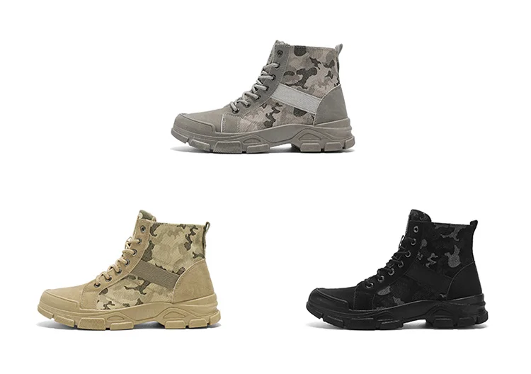 Herren Camouflage High-Top Kampfstiefel 3 Farben Atmungsaktive Outdoor-Wanderschuhe – Detail 1