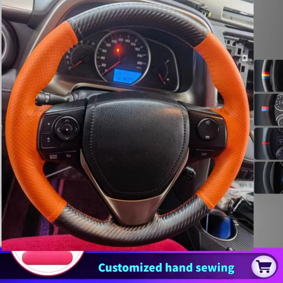 

Customized Hand-stitched Carbon Fiber Leather Steering Wheel Cover For Toyota RAV4 2013-2018 Toyota Corolla 2014-2017 Auris 2013