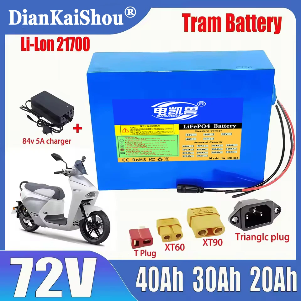 

New lithium battery pack 72V 40AH 30AH 20AH 10AH 21700 rechargeable battery with built-in BMS 0-3500W high-power motor duty-free