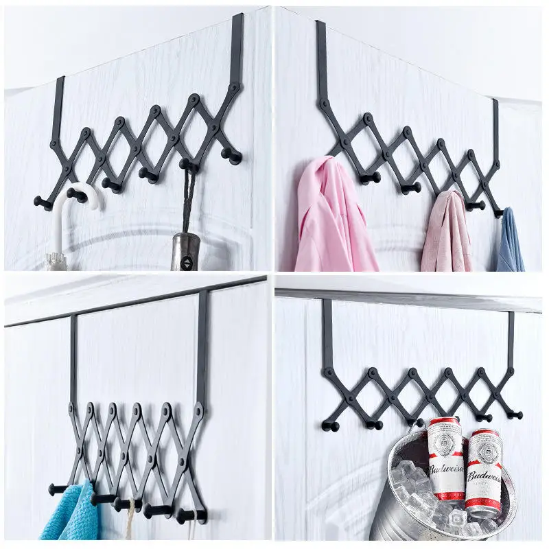 Scalable Hook Behind The Door Carbon Steel No Punching Required Cabinet Coat Hook Waterproof Wear-resisting Bedroom Storage Rack