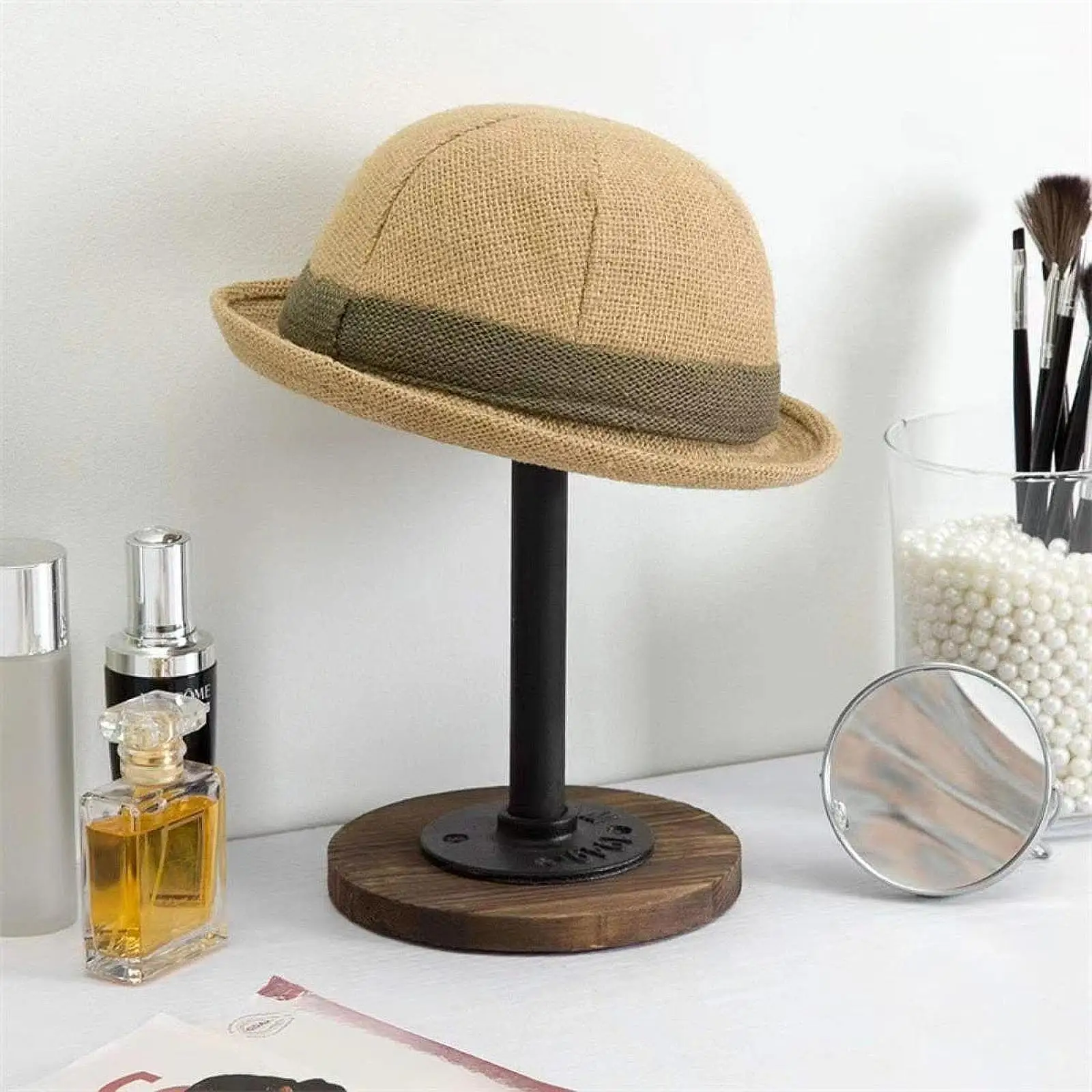 Hat Display Holder Tabletop Rustic Cap Storage Rack for Decoration Stylist Beginner Home Use Styling Drying Hairdresser Training