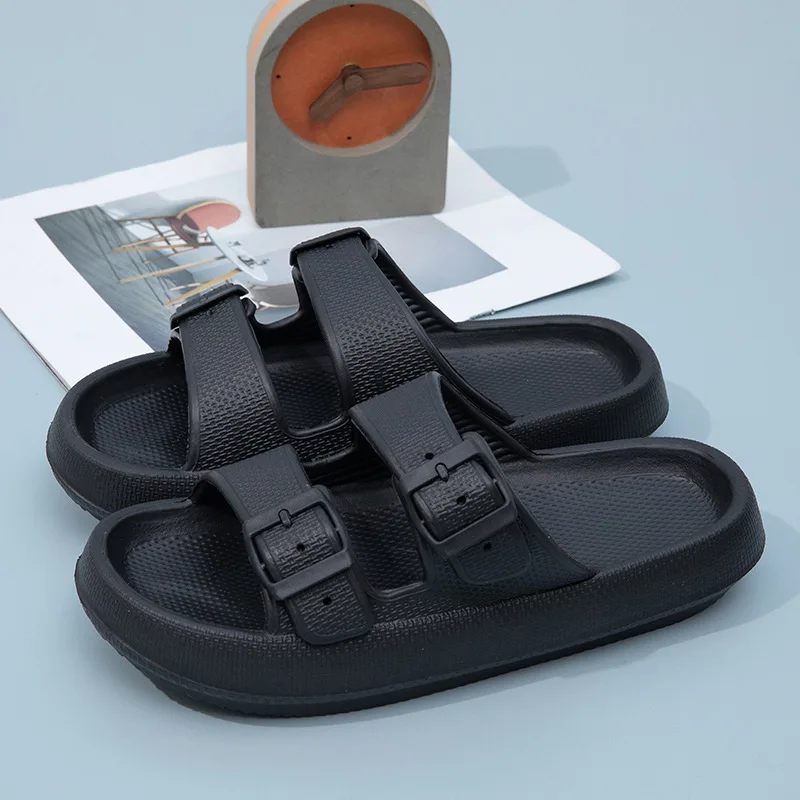 Couples Matching EVA Slippers Double Band Button Fastener Summer Beach Shoes Soft Platform Classic Men Women Casual Comfort