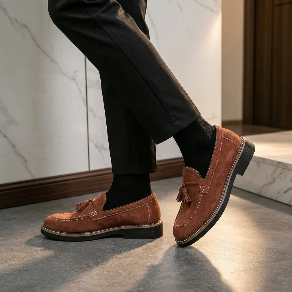 Men Fashionable Tassel Shoes Matte Leather Comfortable Business and Office Formal Shoes Handmade Banquet Social Shoes Men Shoes