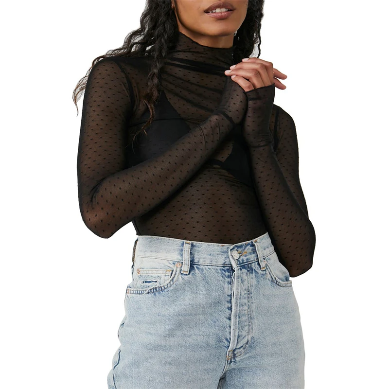 Nueva blusa transparente transparente, camisa Sexy para mujer, Tops de malla Harajuku, Top informal de verano para mujer, ropa para discoteca transparente