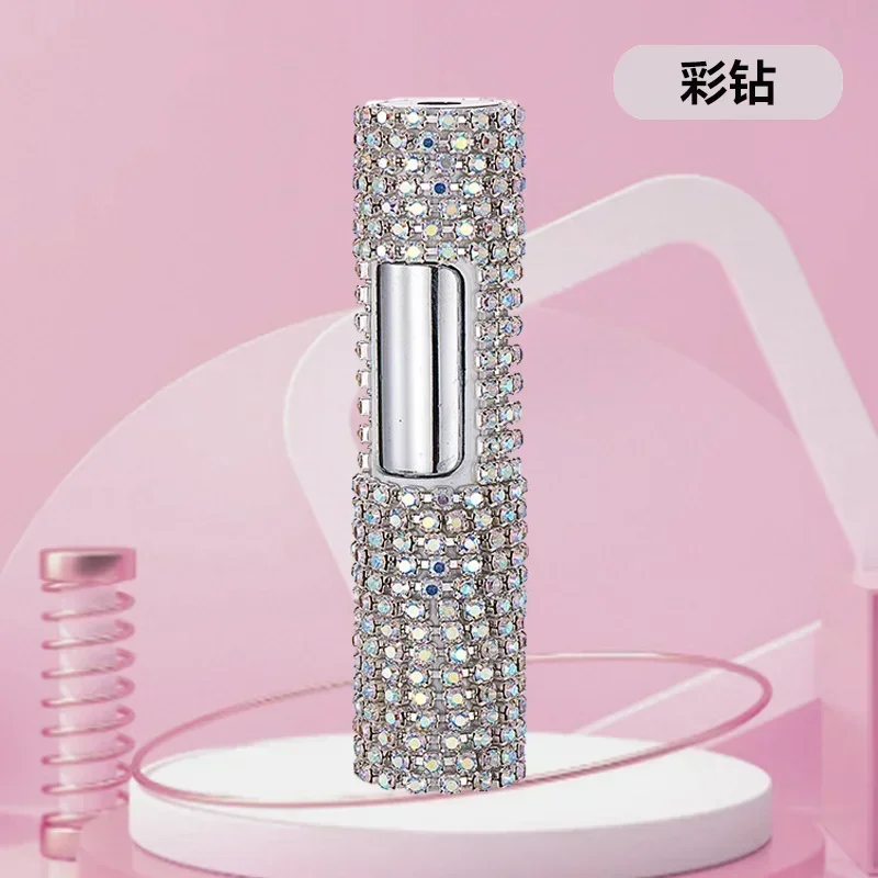 New Cool Luxury Rhinestone Mini Inflatable Gas Lighter Windproof Metal Jet Pink Flame Portable Lighter For Men And Women\'s Tools