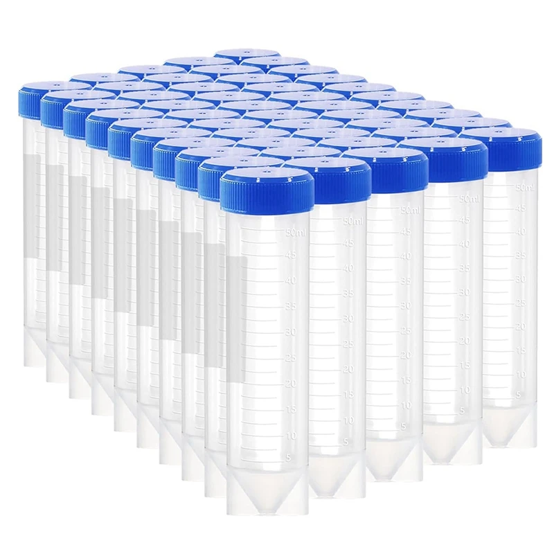 50Ml Plastic Centrifuge Tubes With Screw Cap, 50 PCS 50Ml Self-Standing Plastic Test Tube Conical Tubes With Cap