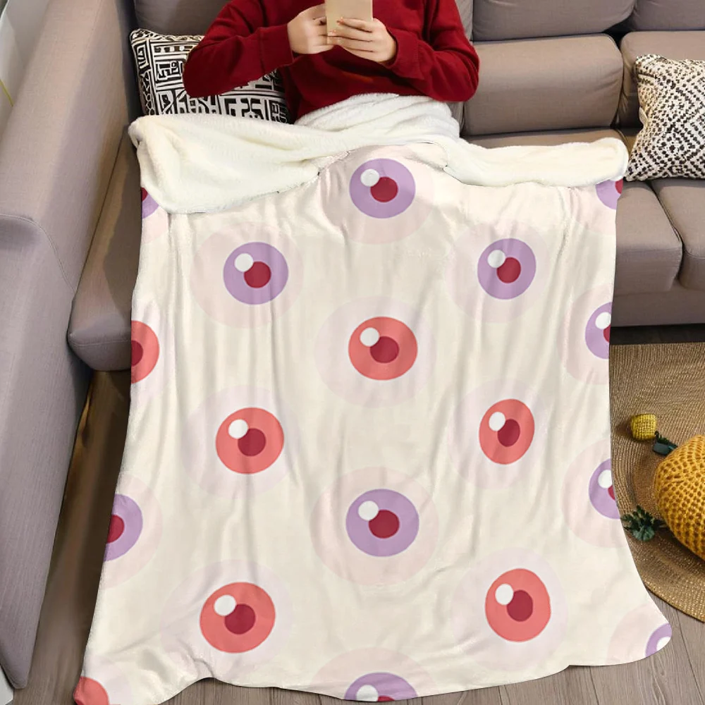 Spooky Cartoon Eyeballs Flannel Blanket Warm Soft Halloween Christmas All-Season Couch Decorative Cozy Warm Gift