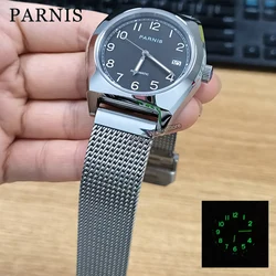 Parnis 40mm Men's Watch NH35 Automatic Black Color Luminous Marks Dial Sapphire Crystal Stainless Steel Case