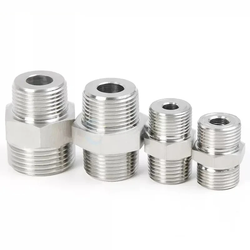1/8 1/4 3/8 1/2 3/4 1' Male Thread Hex Nipple Union 304 Stainless Pipe Fitting Connector Coupler Water Oil Air Thread Adapter