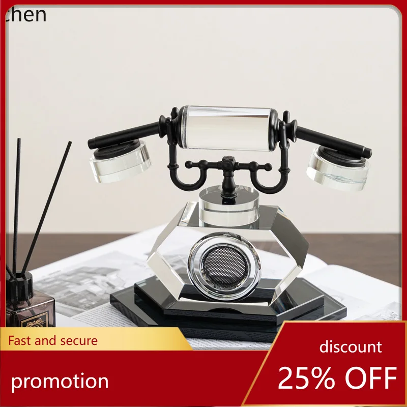 

YFY High-End Transparent Crystal Telephone Ornament for Study Room, Tea Room, Desktop, Wine Cabinet, Office Decoration