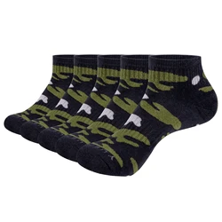 YUEDGE Mens Camo Ankle Socks Moisture Wicking Cotton Cushioned Fashion Novelty Quarter Athleitc Socks for Mens Size 37-46,5Pairs