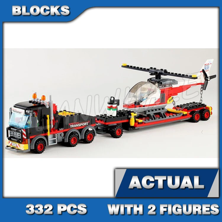 322pcs City Great Vehicles Heavy Cargo Transport Trailer Helicopter 10872 Building Blocks Set Bricks Compatible with Model